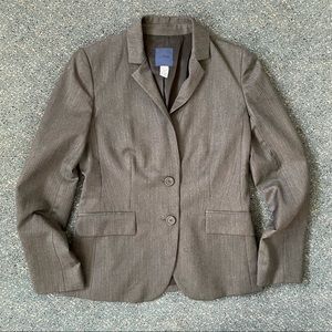 J.Crew Charcoal Grey Wool Blazer Herringbone Two Button Striped Lining 2